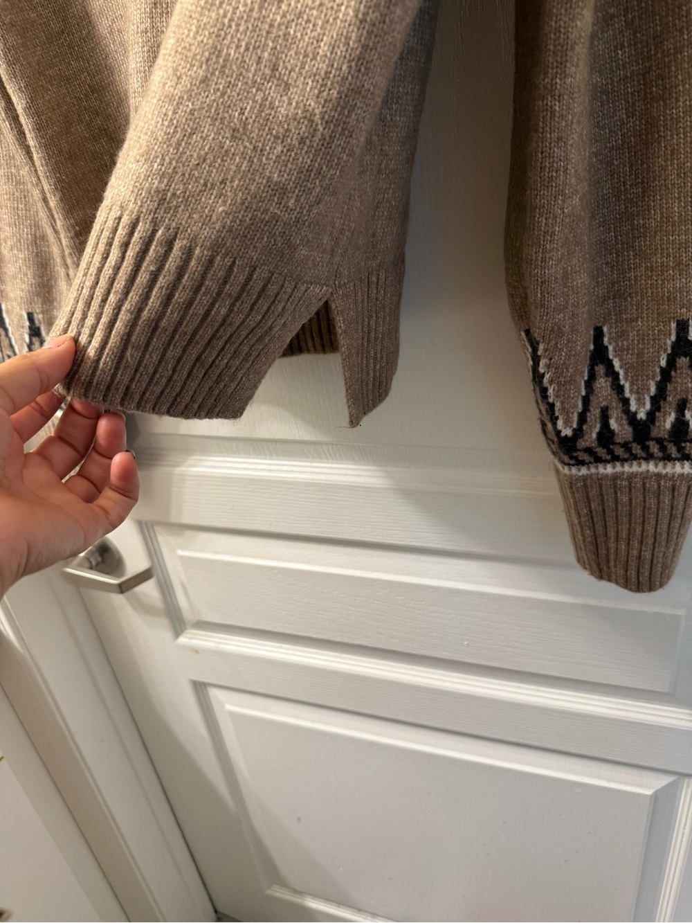 H&M Tan and Cream Fair Isle Turtleneck Sweater - Picture 3 of 4